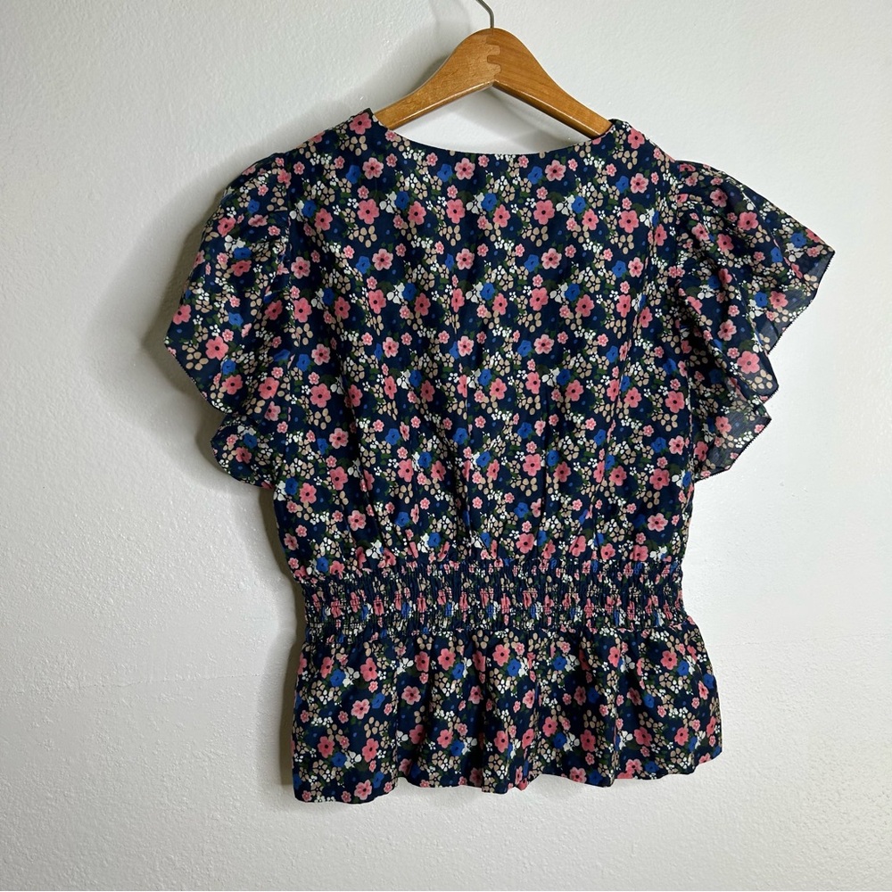 Trovata Paloma Cotton Silk Ruched Blouse Floral in Rolling Hills Size Large - Picture 9 of 15